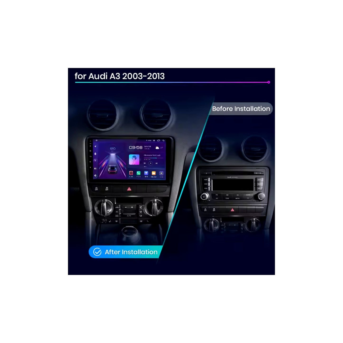 Pantalla Multimedia Audi A3 8P 2003 - 2013 9" Pulgadas - Maleonracing
