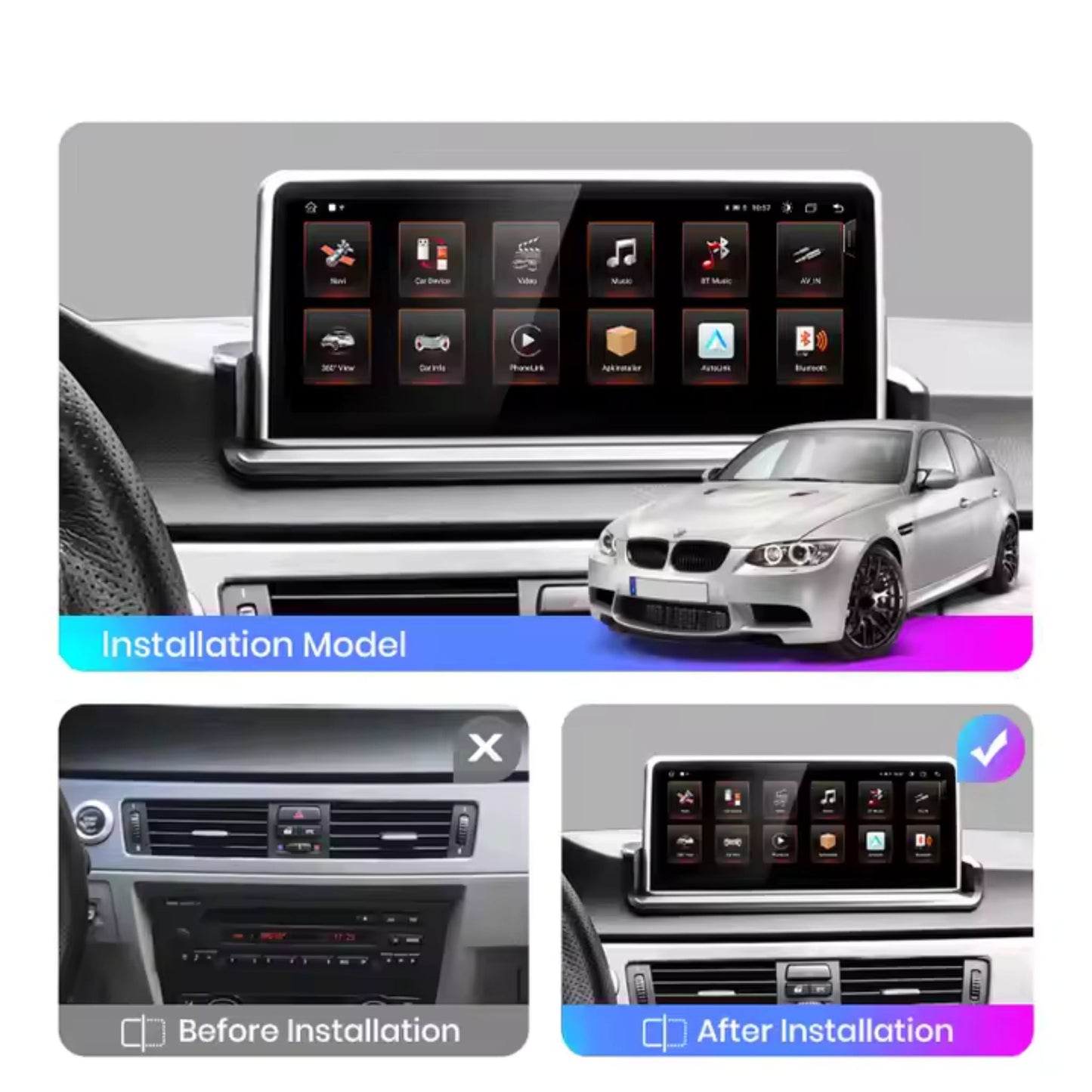 Pantalla Multimedia BMW 3 Series E90 E91 E92 E93 sin navegador original - Maleonracing