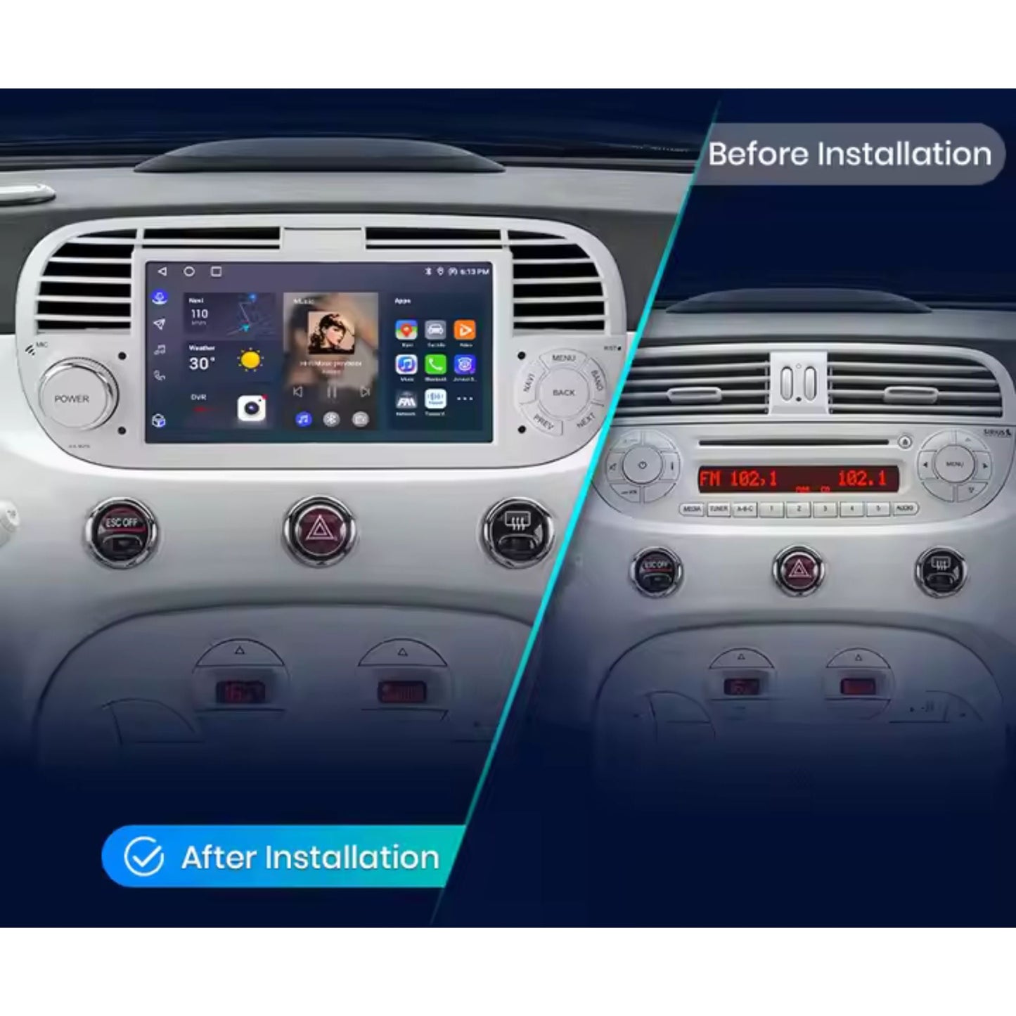 Pantalla Multimedia para FIAT 500 Abarth (2007 - 2015) - Maleonracing