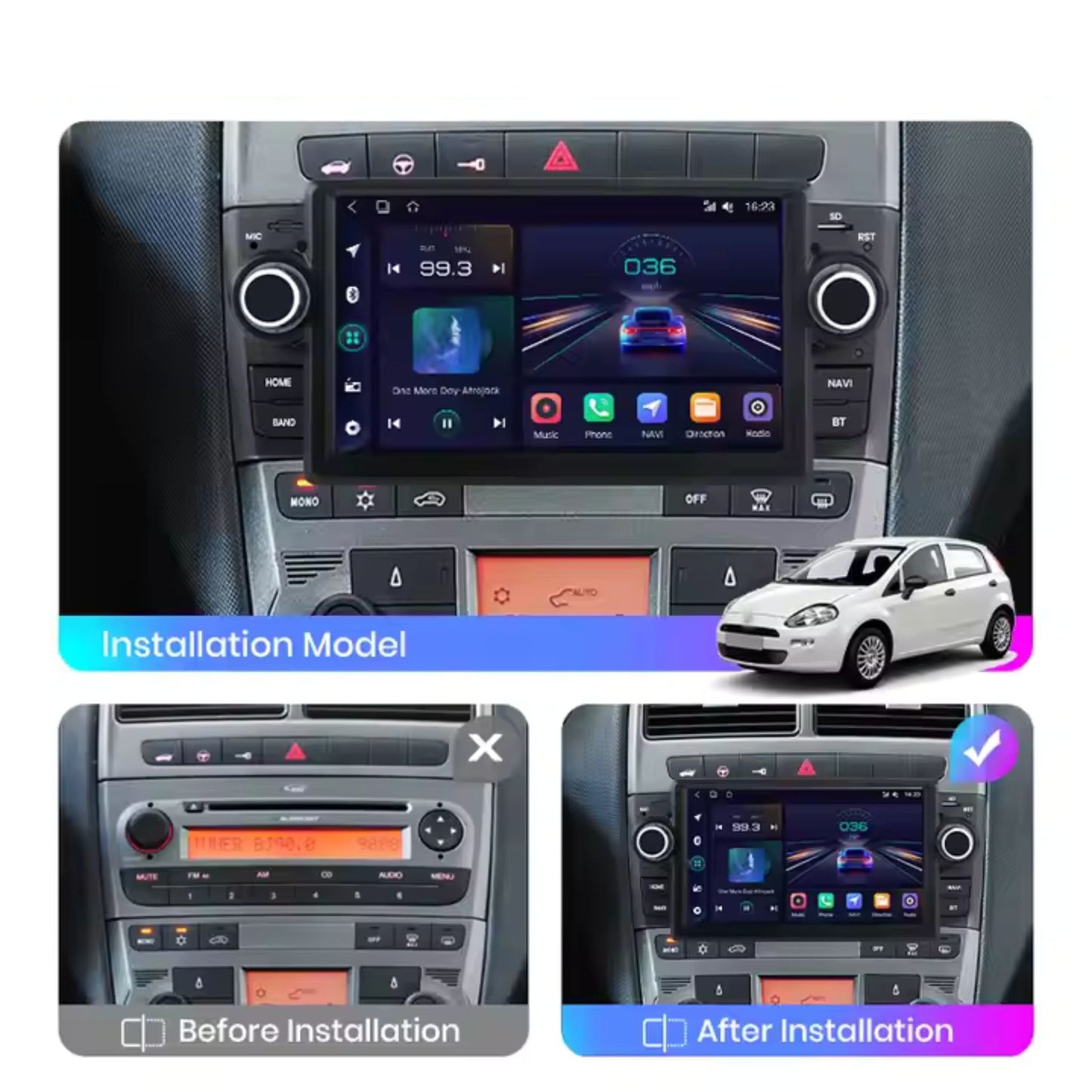 Pantalla Multimedia para Fiat Grande Punto / Linea (2007 - 2012) - Maleonracing