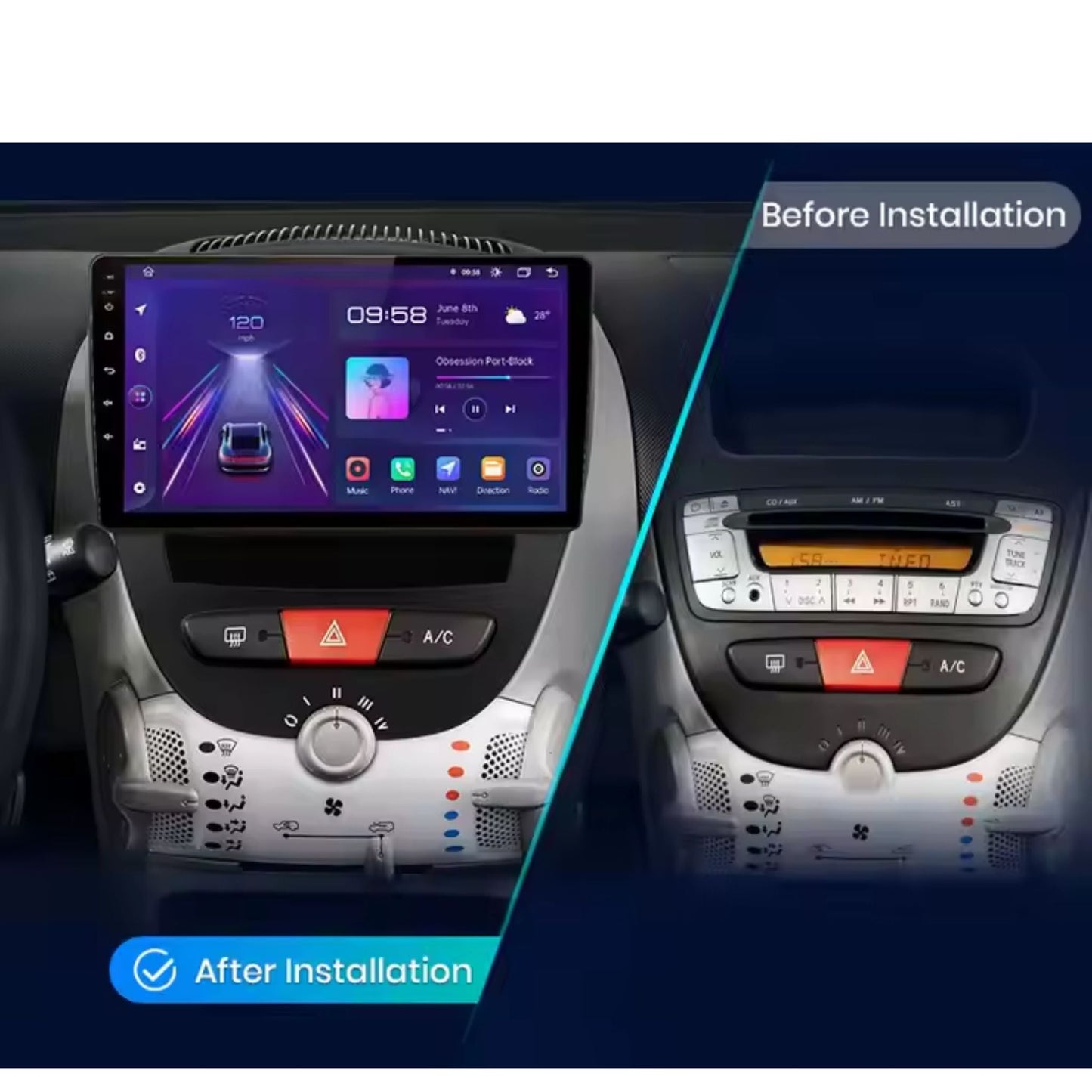 Pantalla Multimedia para Peugeot 107, Citroën C1, Toyota Aygo (2005 - 2014) - Maleonracing