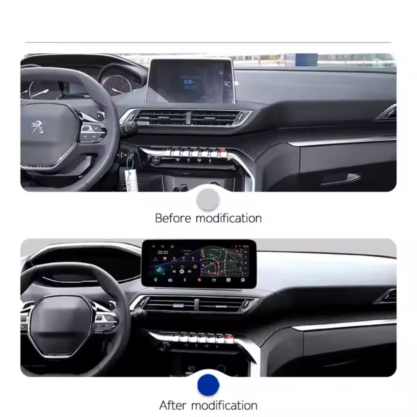 Pantalla Multimedia para Peugeot 3008 / 4008 / 5008 (2017–2020) - Maleonracing