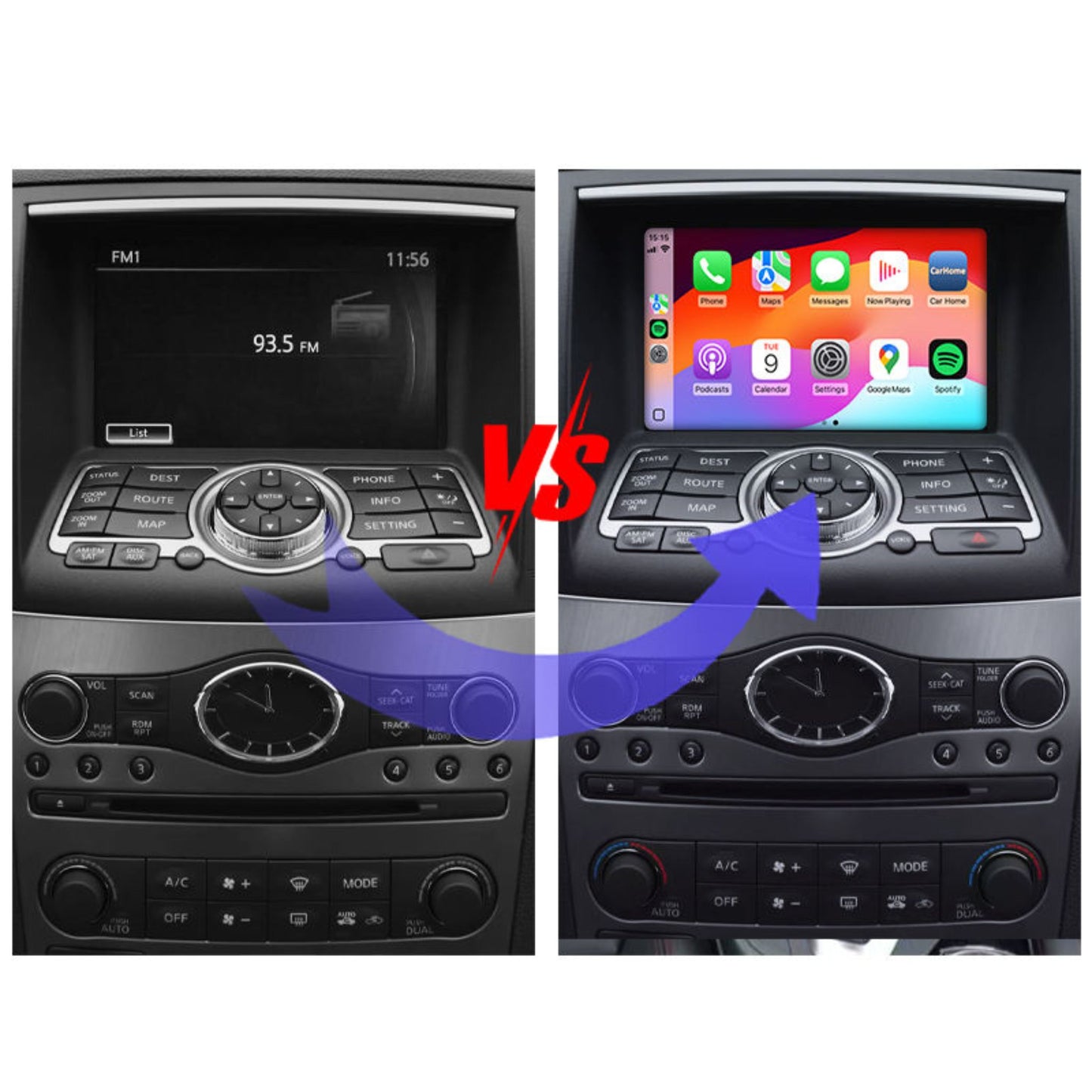 Módulo CarPlay y Android Auto para Infiniti QX70 / FX35 / FX50 / Q50 / Q60 / QX50 / QX60 / Q70 / QX80 | Integración con Sistema Original