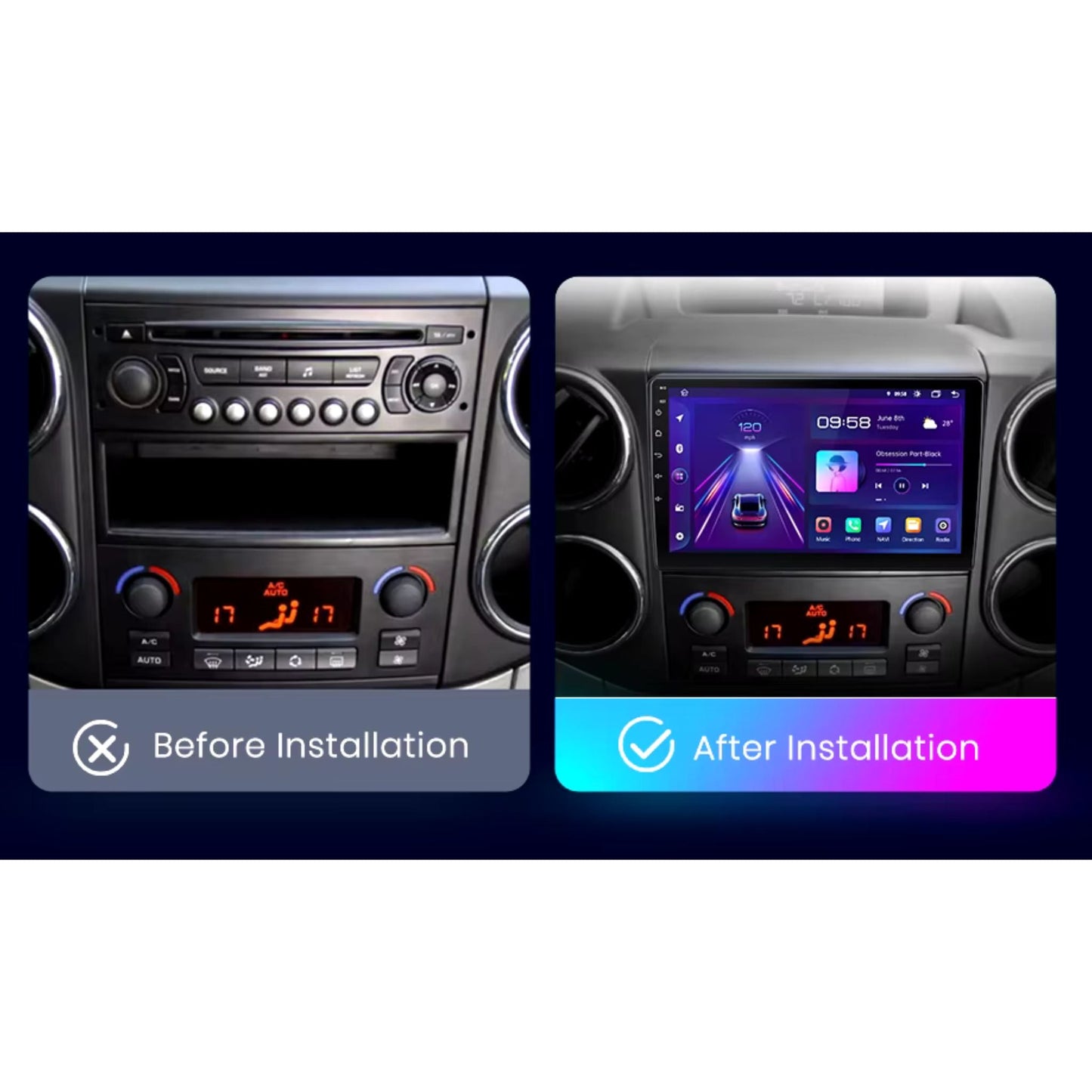 Pantalla Multimedia Citroën Berlingo B9 y Peugeot Partner (2008 - 2019) - Maleonracing