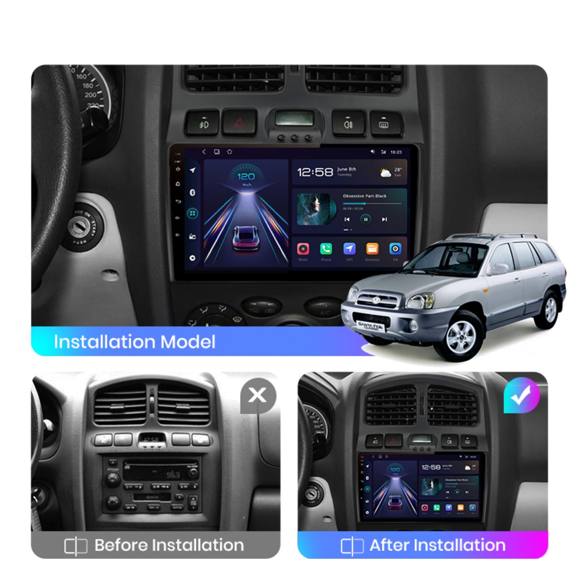 Pantalla Multimedia Hyundai Santa Fe Classic (2005 - 2015) - Maleonracing