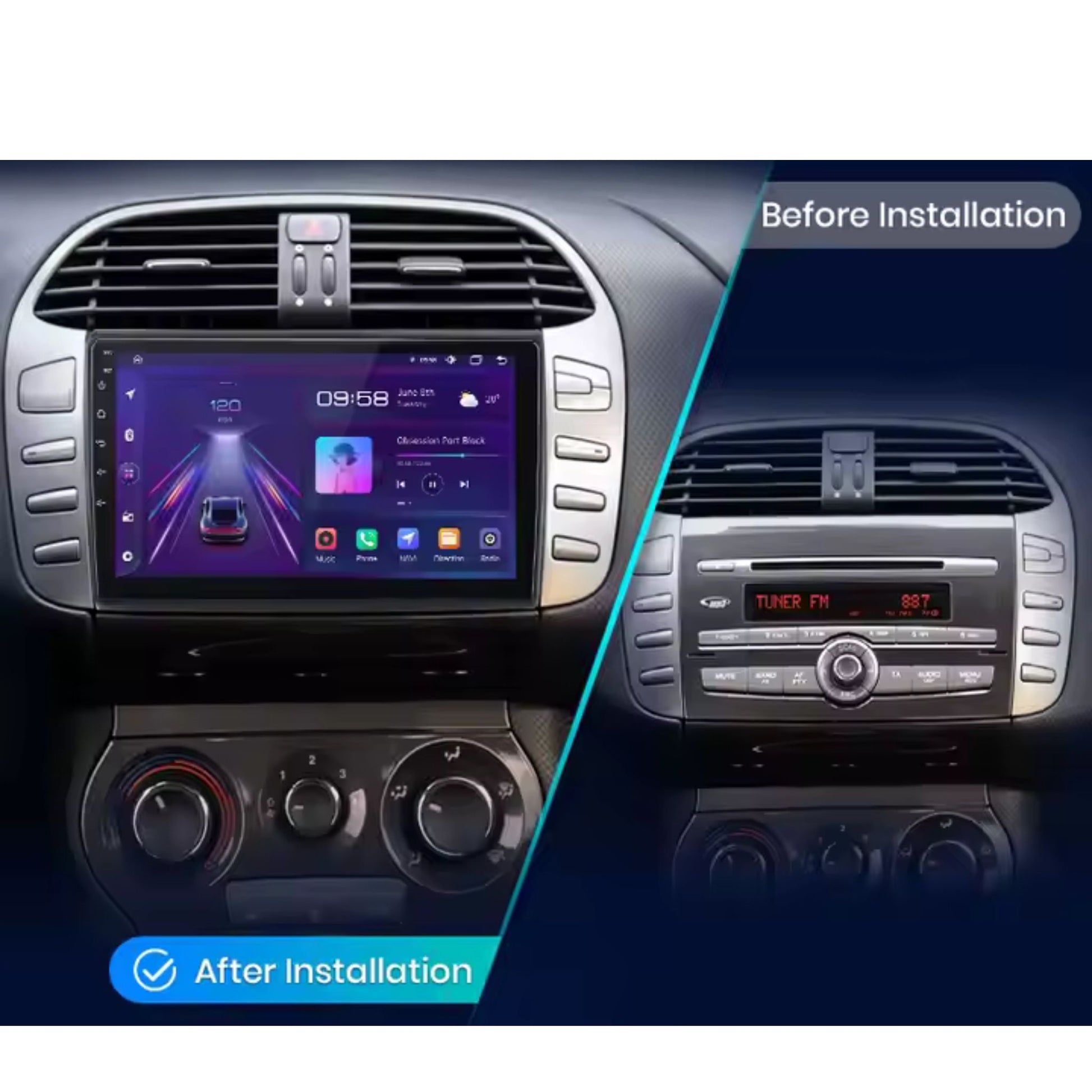 Pantalla Multimedia para Fiat Bravo (2007–2012) - Maleonracing