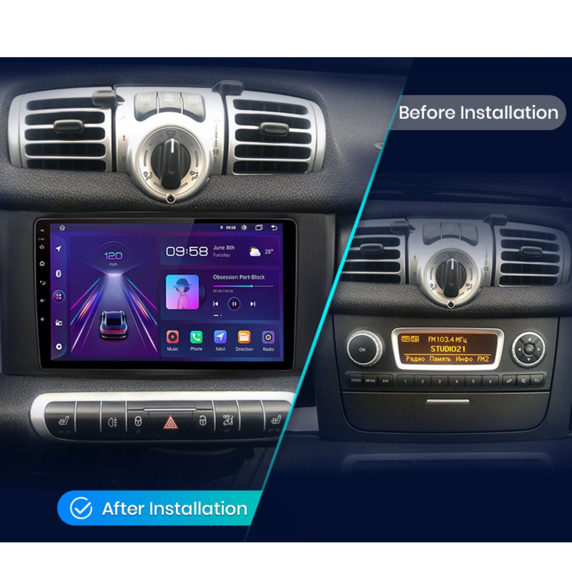 Pantalla Multimedia para Smart Fortwo (2010 - 2015) - Maleonracing