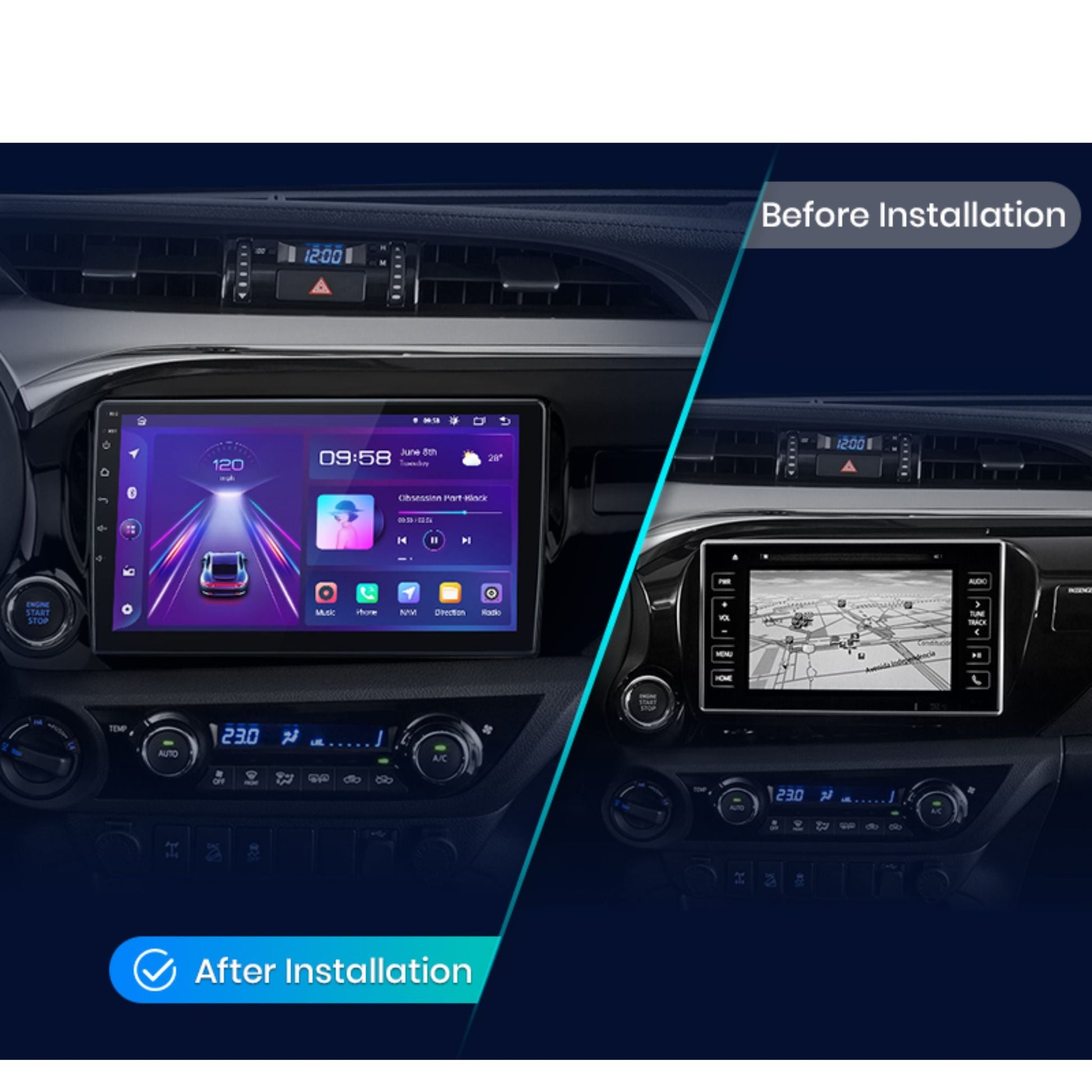 Pantalla Multimedia para Toyota Hilux PickUp AN120 (2015 - 2020) - Maleonracing