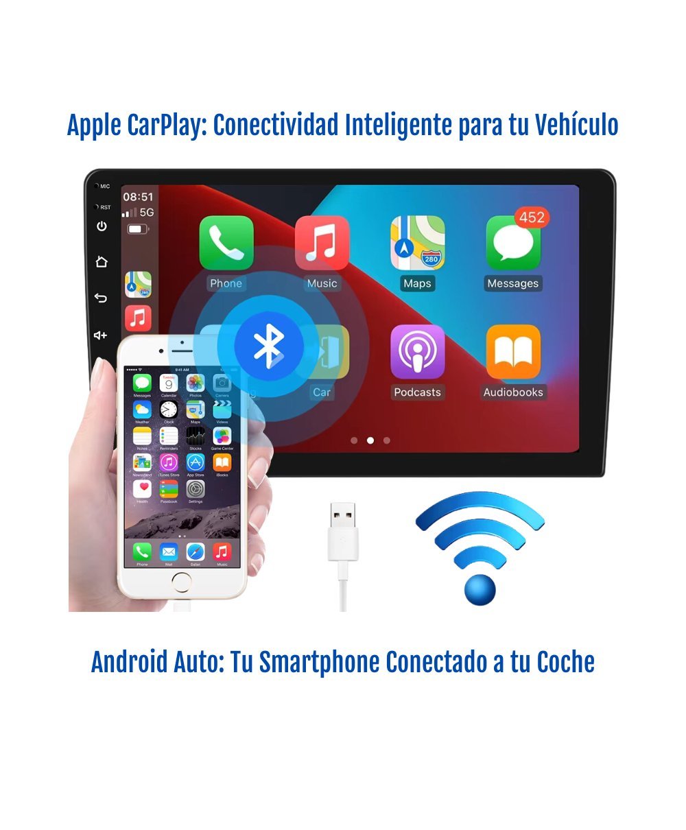 Pantalla Multimedia para Volkswagen, SEAT y SKODA | CarPlay y Android Auto | HD 7" - Maleonracing