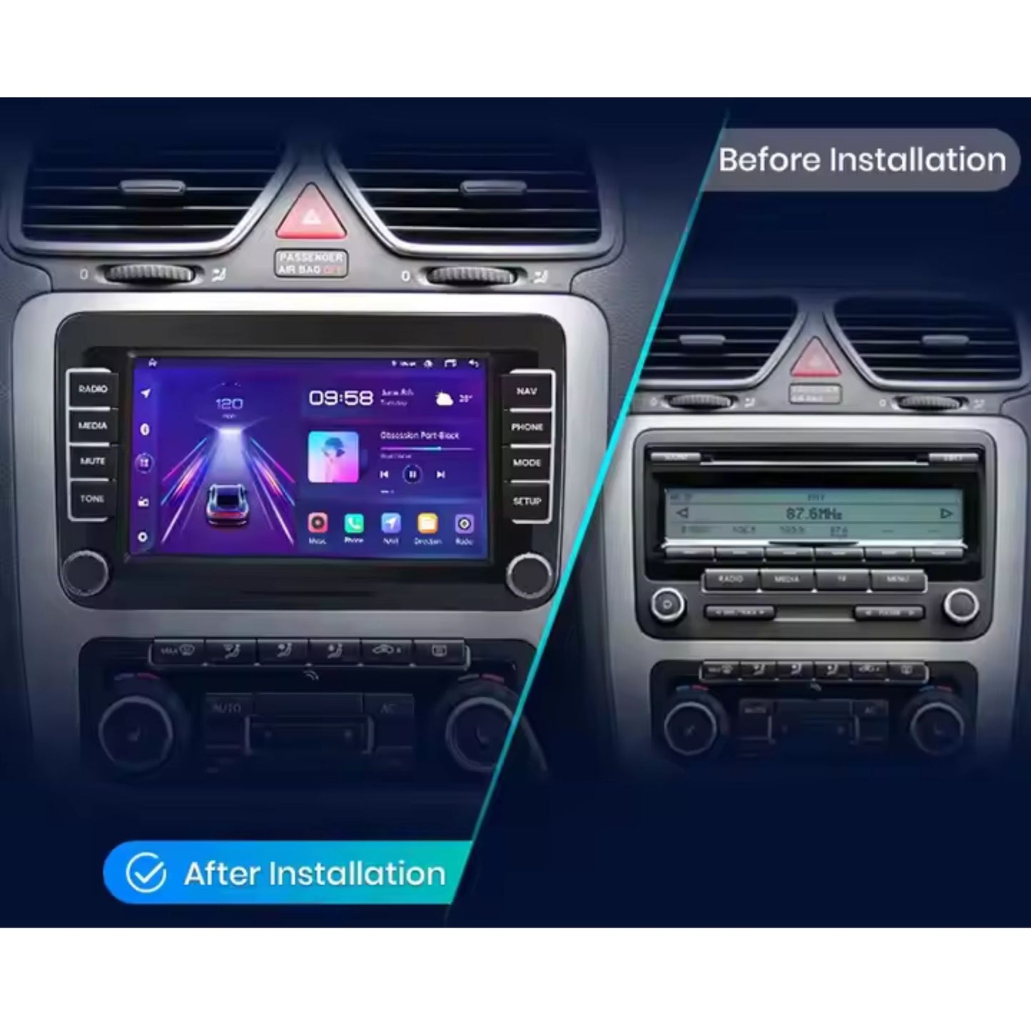 Pantalla Multimedia para Volkswagen, SEAT y SKODA | CarPlay y Android Auto | HD 7" - Maleonracing