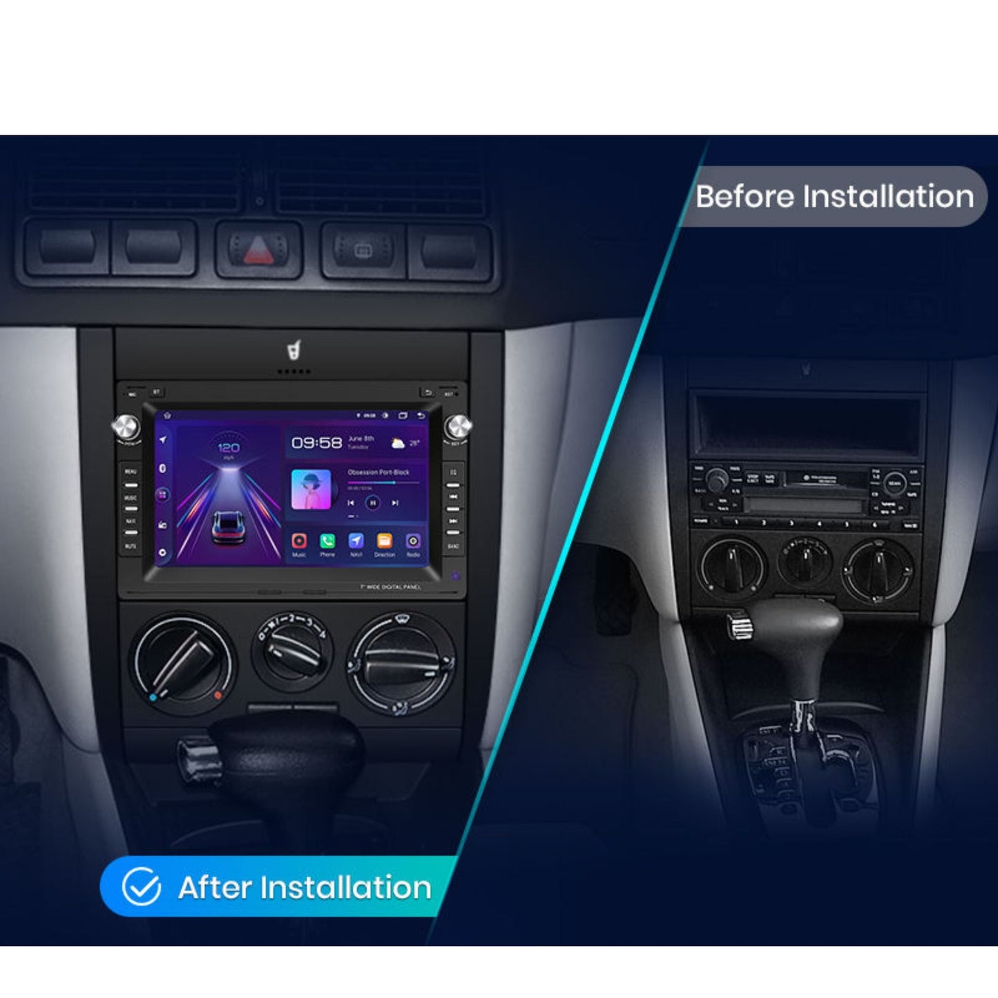 Pantalla Multimedia Volkswagen Golf IV (1997 - 2003) / Passat B5 (1996 - 2005) / Polo (1999 - 2009) / Transporter T5 (2003 - 2015) / Multivan T5 (2003 - 2015) / Jetta (1999 - 2005) - Maleonracing