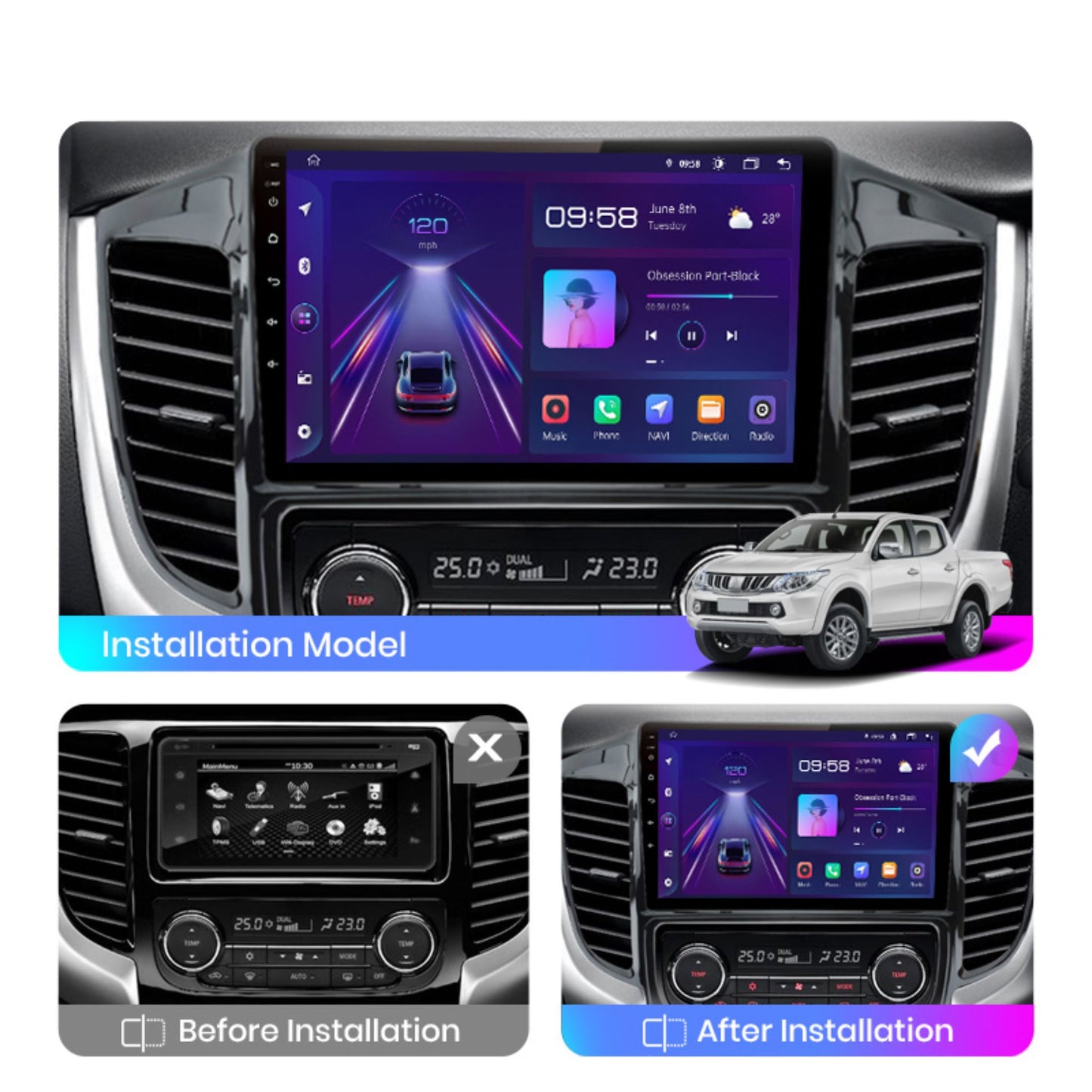 Pantalla Multimedia Mitsubishi Triton / L200 (2015-2019)